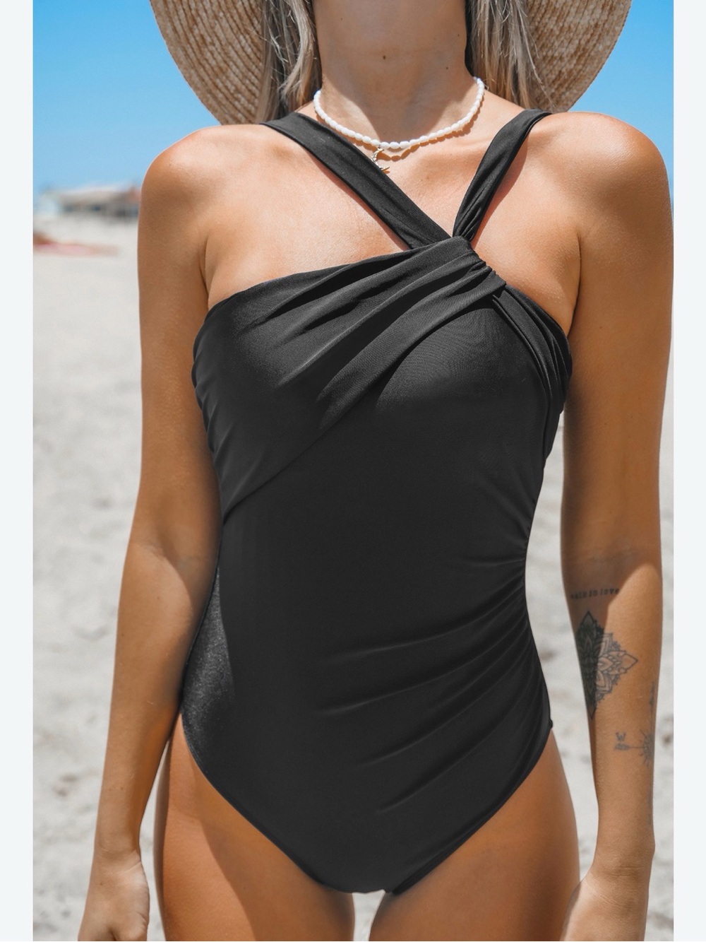 Cupshe NWT Black Brazilian Obsession Asymmetrical Tummy Control One Piece XL